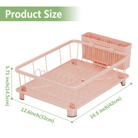 Hiviweer pink dish drying rack on counter fits small kitchens.