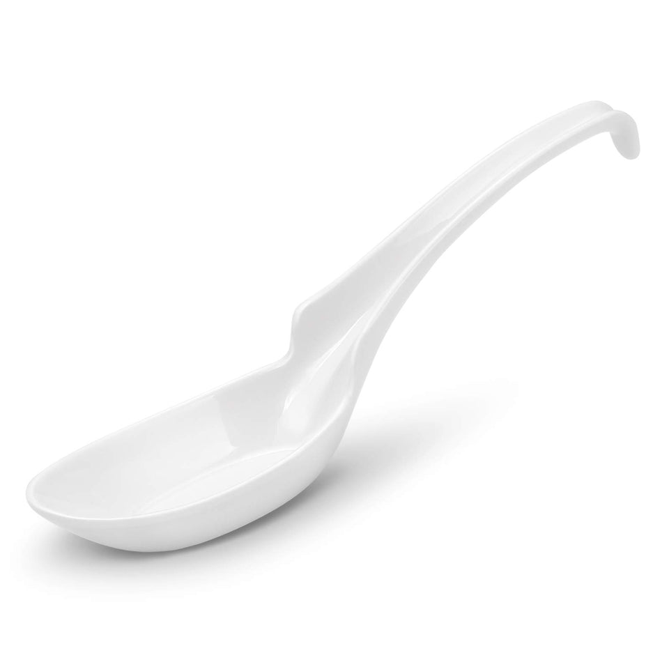 Hiware 12-piece Asian soup spoons with notch and hook for ramen and wonton