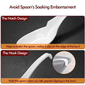 Hiware spoon notch and hook design prevents slipping from bowls