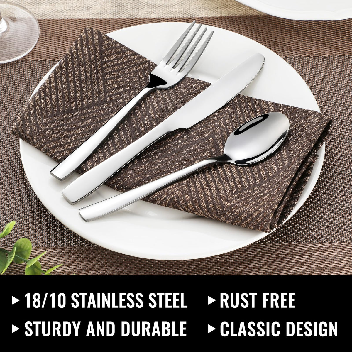 HIWARE 18/8 stainless steel finish highlights premium shine for daily use.