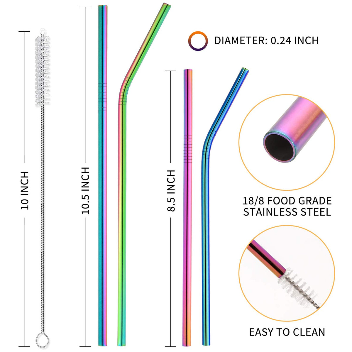 HIWARE 30oz straw set 10.5 inches fits large tumblers for easy sipping.