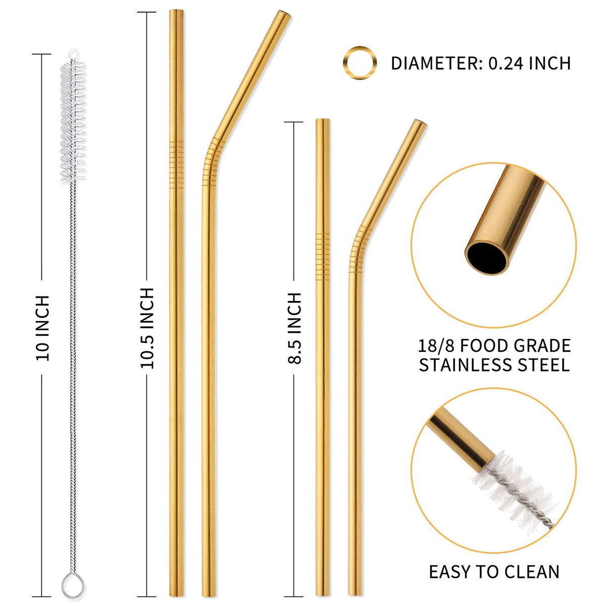 Hiware 30oz tumbler straw set with gold finish for reusable beverages
