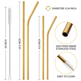 Hiware 30oz tumbler straw set with gold finish for reusable beverages