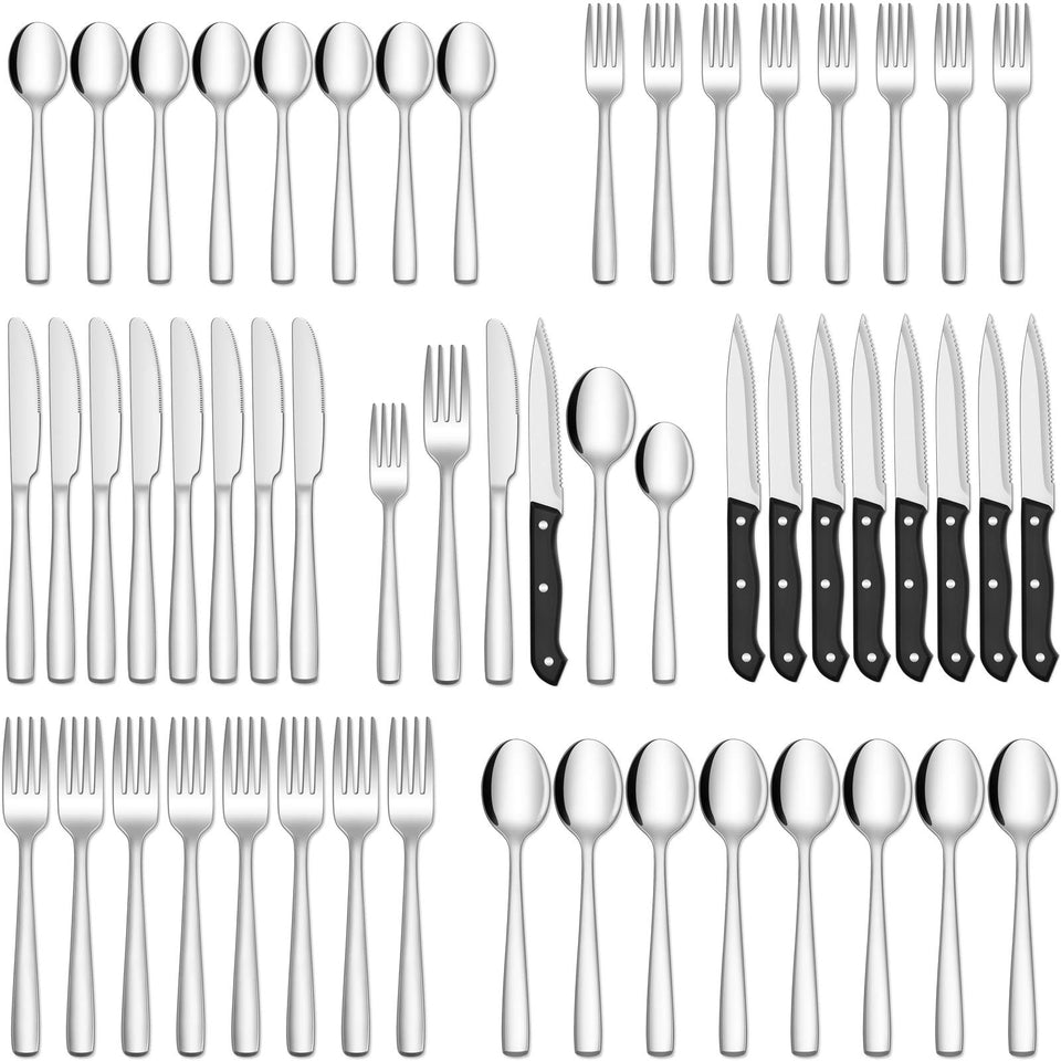 HIWARE 72-piece silverware set for 12 on the dining table, ideal for family meals.