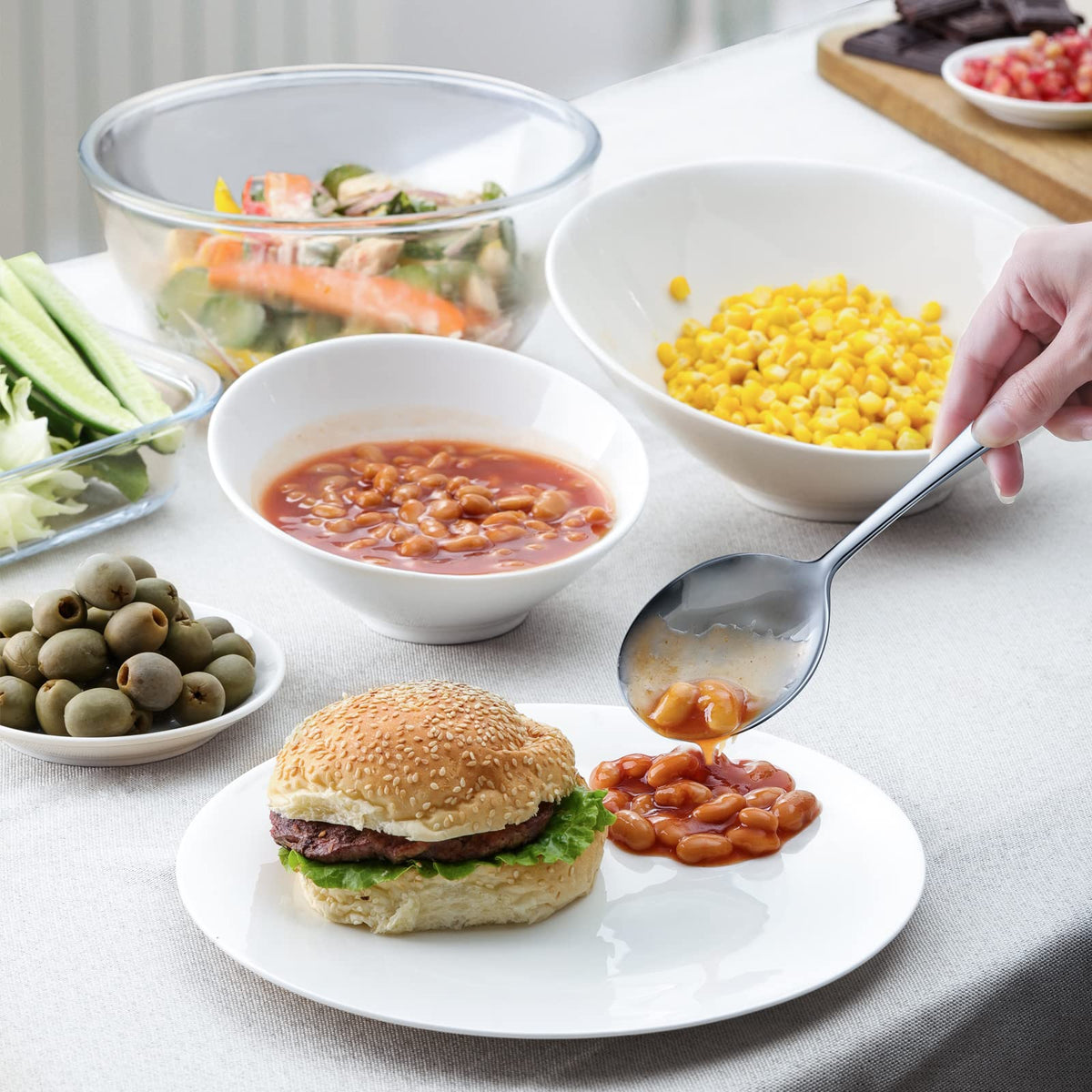 Hiware 8-Piece Serving Set measures 8.6 inches for versatile serving portions