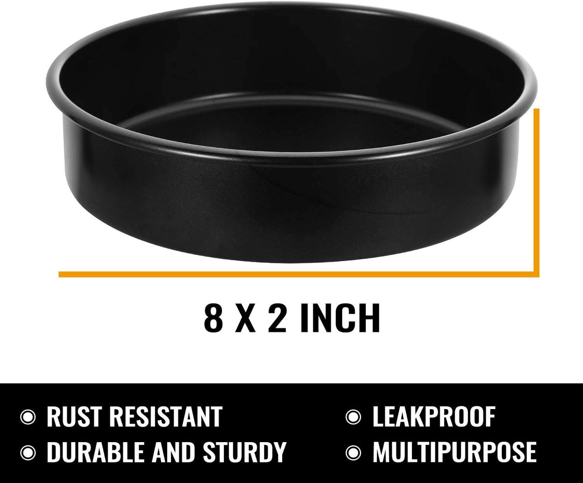 Hiware 8-inch round cake pan side stack view for layered cakes.