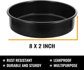 Hiware 8-inch round cake pan side stack view for layered cakes.