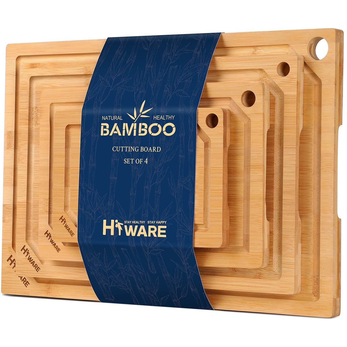 Hiware 18x12 bamboo board with juice groove for mess-free prep