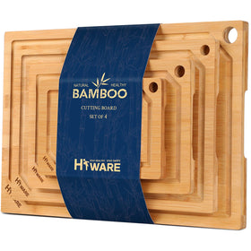 Hiware 18x12 bamboo board with juice groove for mess-free prep