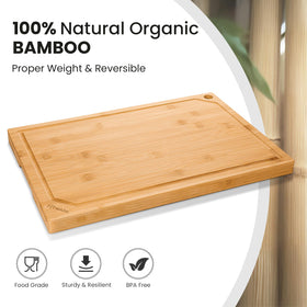 Hiware bamboo cutting board with juice groove catches liquids