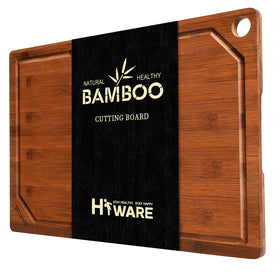 Hiware bamboo cutting board with juice groove for mess-free prep