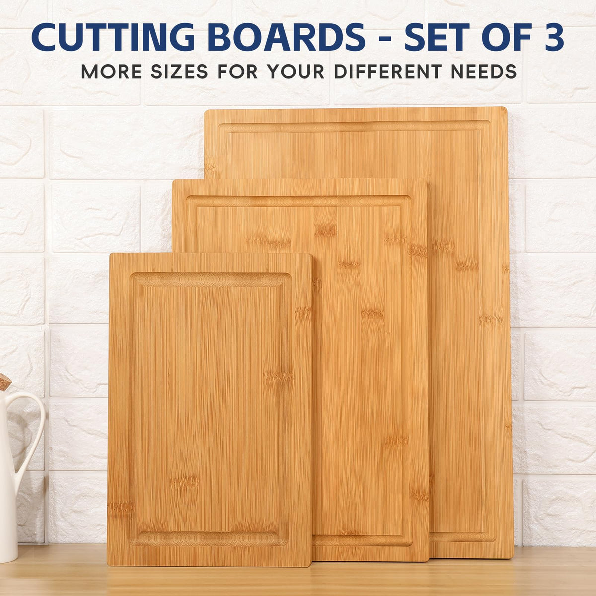 HIWARE bamboo cutting board medium: versatile workspace for vegetables and fruit prep.
