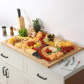HIWARE extra-large bamboo board offers versatile prep and presentation options.