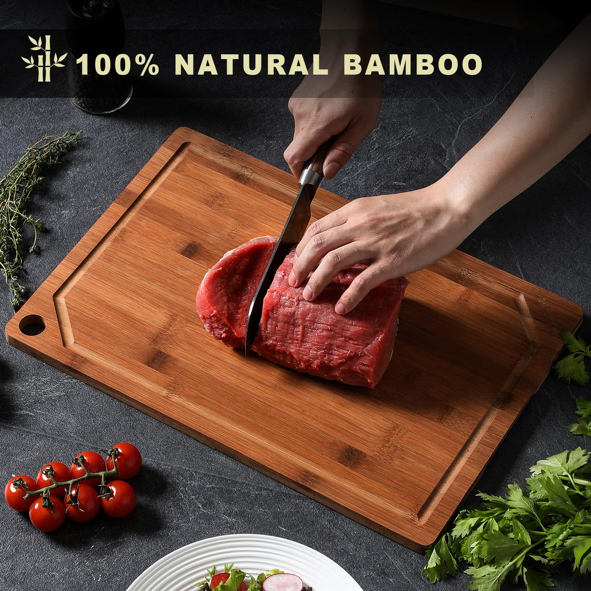 Hiware cutting board measures 18 by 12 inches for ample prep space