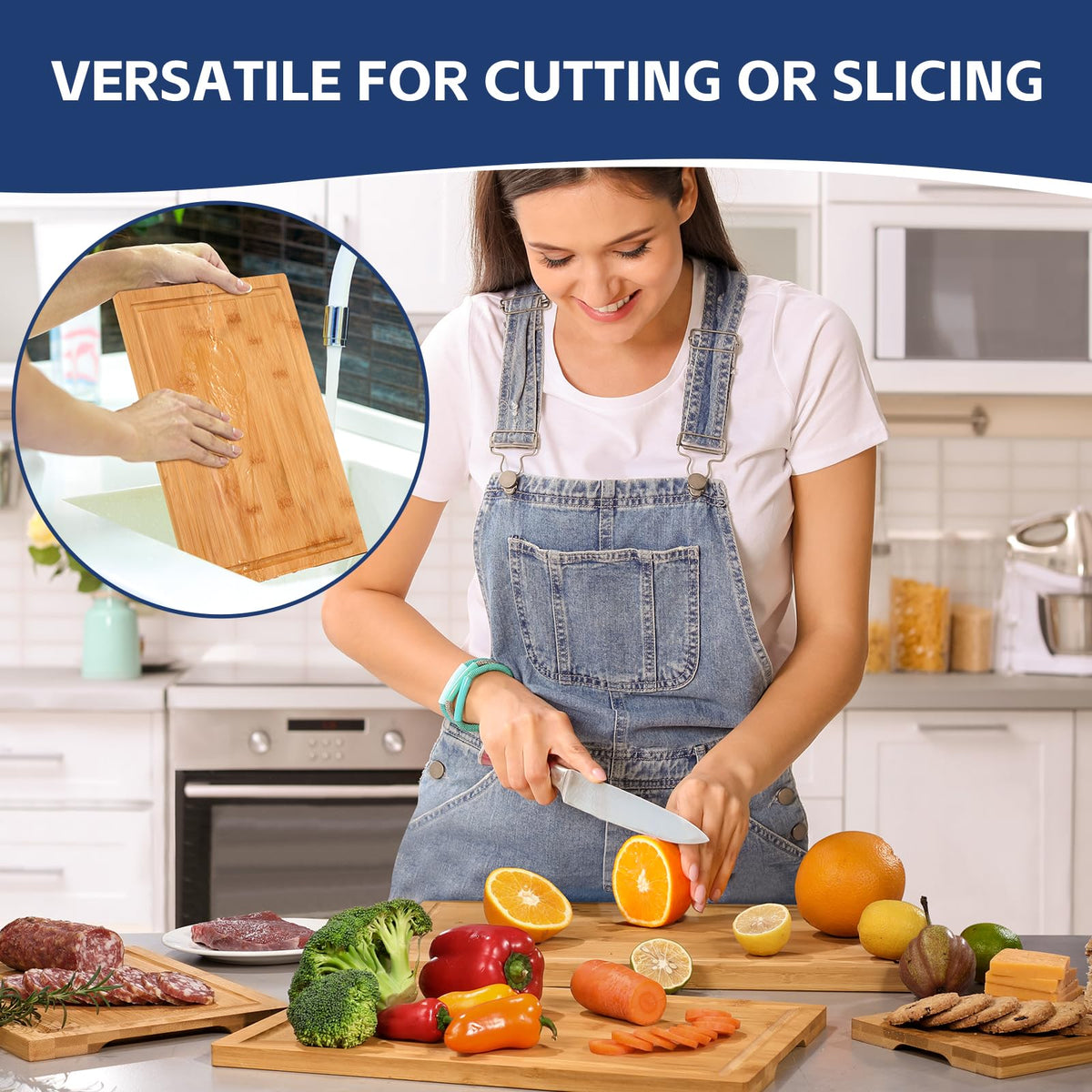 HIWARE cutting board knife-friendly surface: protects blades during prep.