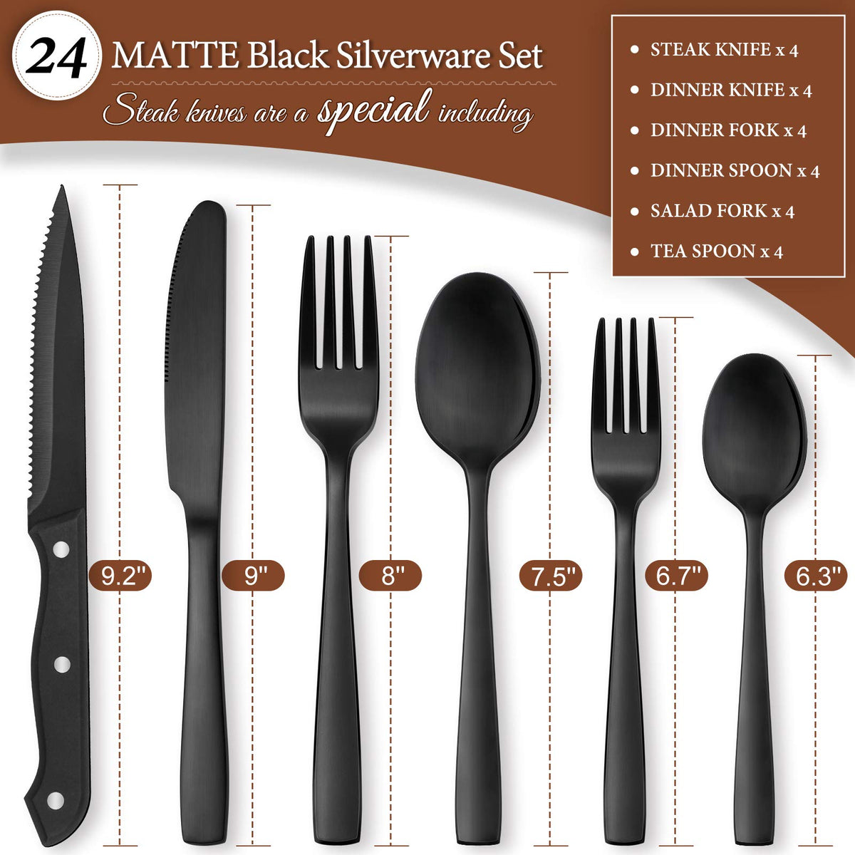 Hiware dinner forks with matte black finish for elegant meals.
