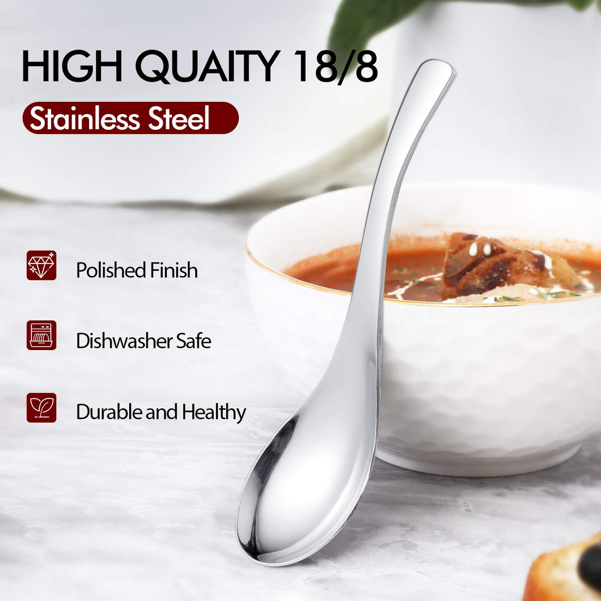HIWARE ergonomic-handle spoon with comfortable grip for easy serving