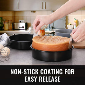 HIWARE even heat distribution helps cakes rise evenly with smooth tops.