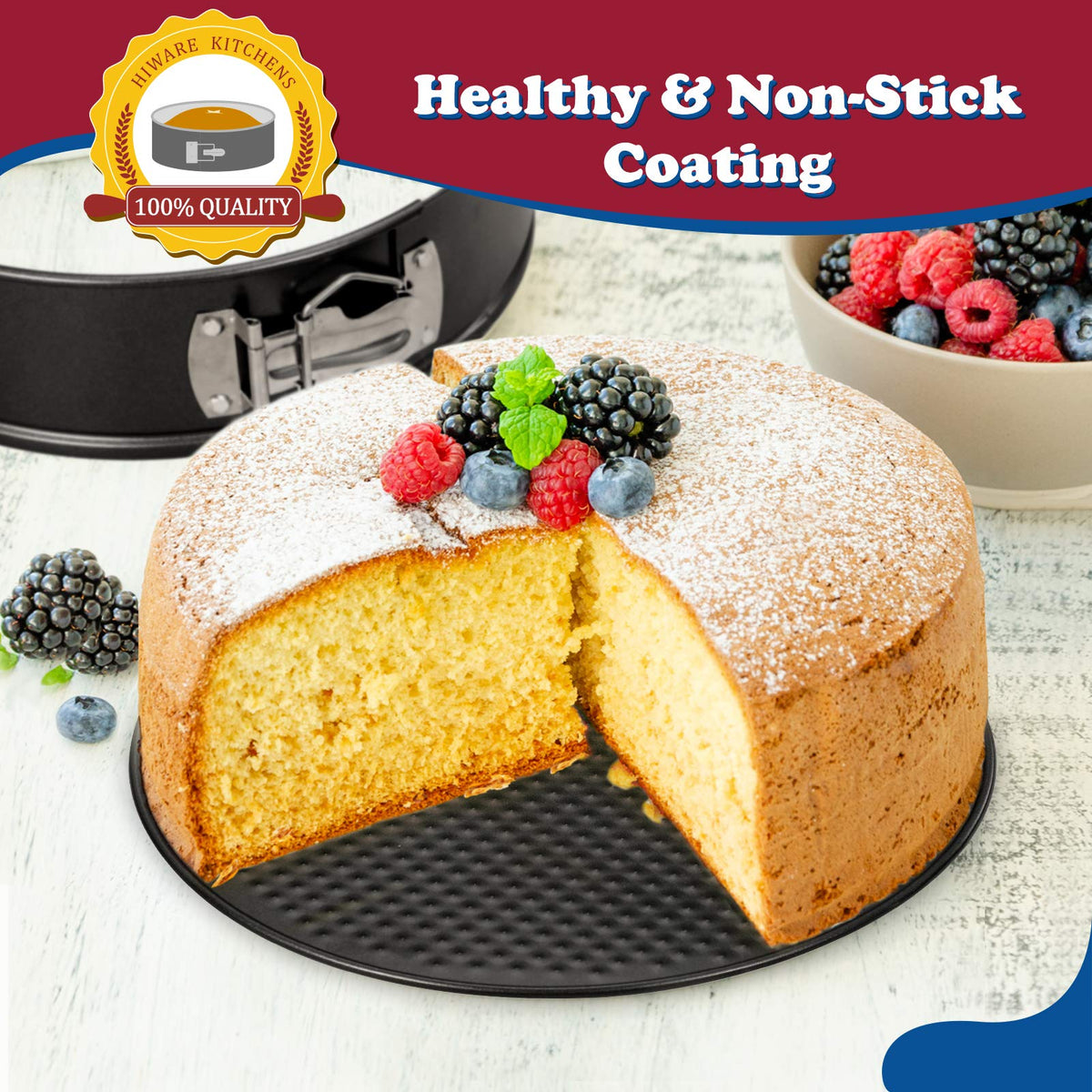 HIWARE pan provides even heat distribution and durable non-stick coating