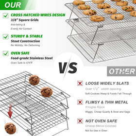 HIWARE rack fitting a standard half-sheet pan for oven-to-cool workflow