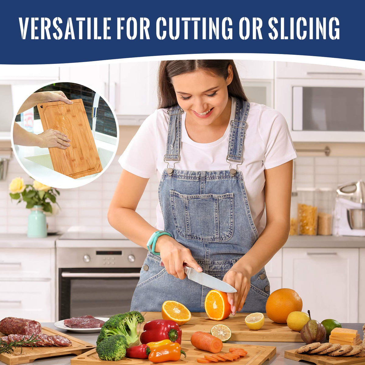 Hiware FSC-certified bamboo board supports sustainable kitchen use