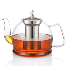 HIWARE glass teapot with removable infuser for loose leaf and blooming teas