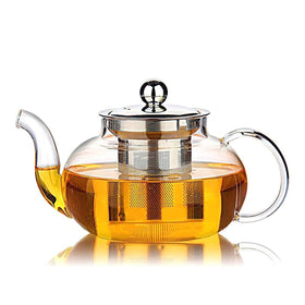 HIWARE glass teapot stovetop-safe in clear borosilicate glass for quick brewing