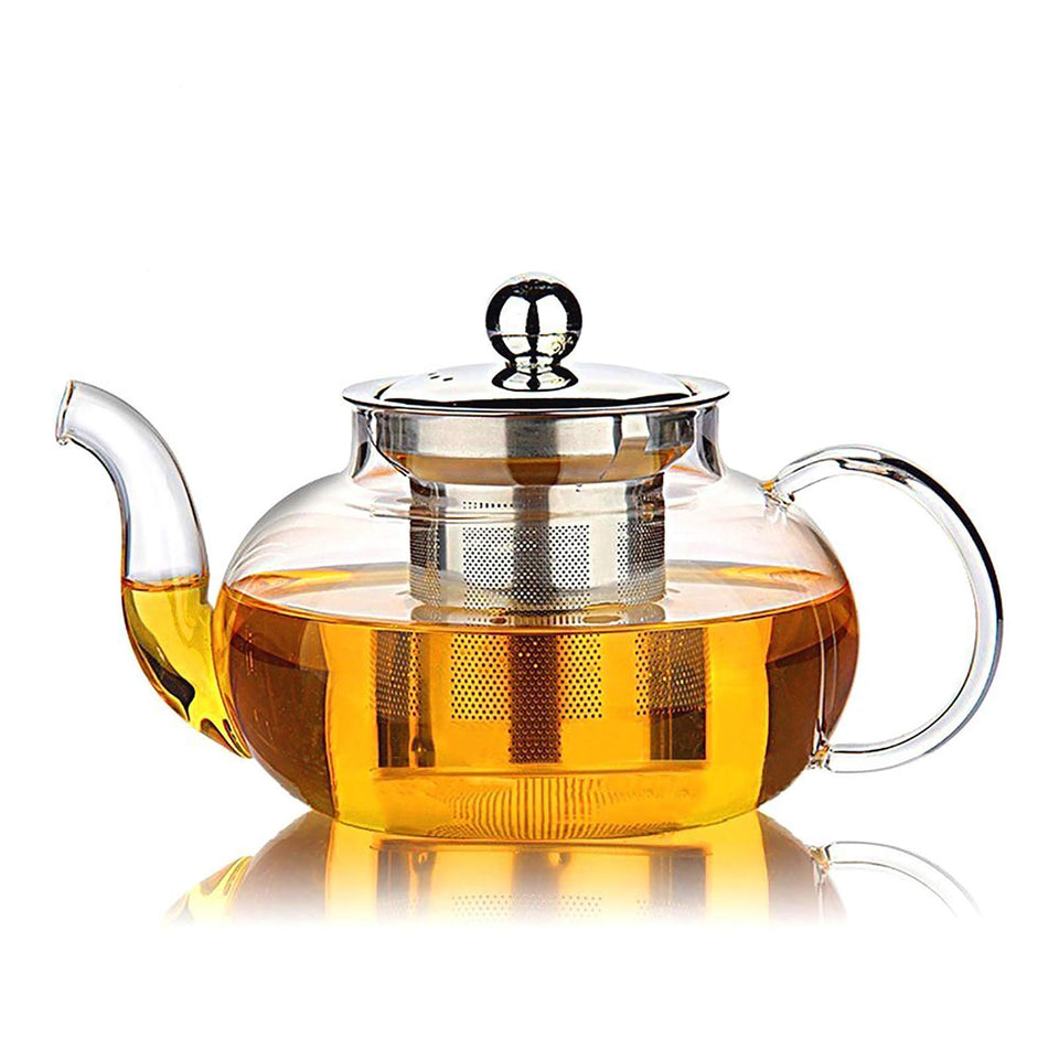 HIWARE glass teapot stovetop-safe in clear borosilicate glass for quick brewing