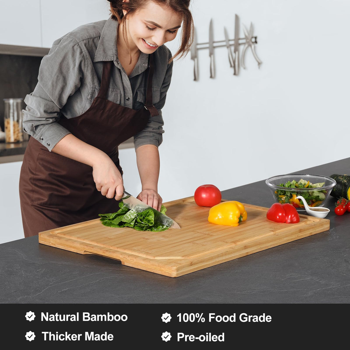 HIWARE juice grooves and spout help keep counters clean during prep and serving.