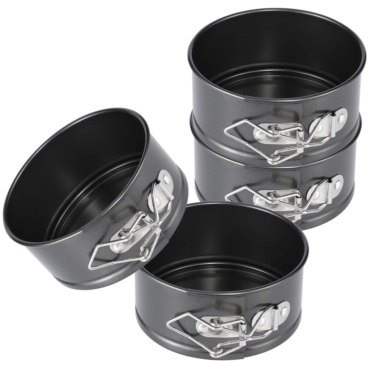 Hiware mini springform pan set in outer view showing compact four-piece design for personal desserts