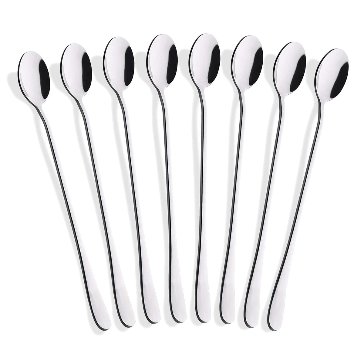 Hiware iced tea spoon with nine-inch long handle reaching tall glasses.