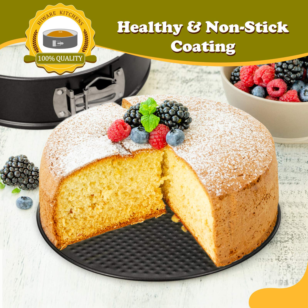 Hiware oven-safe up to 450F supports versatile baking sessions.
