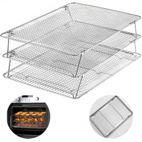 HIWARE oven-salf collapsible cooling rack showing 3-tier setup for batch cooling