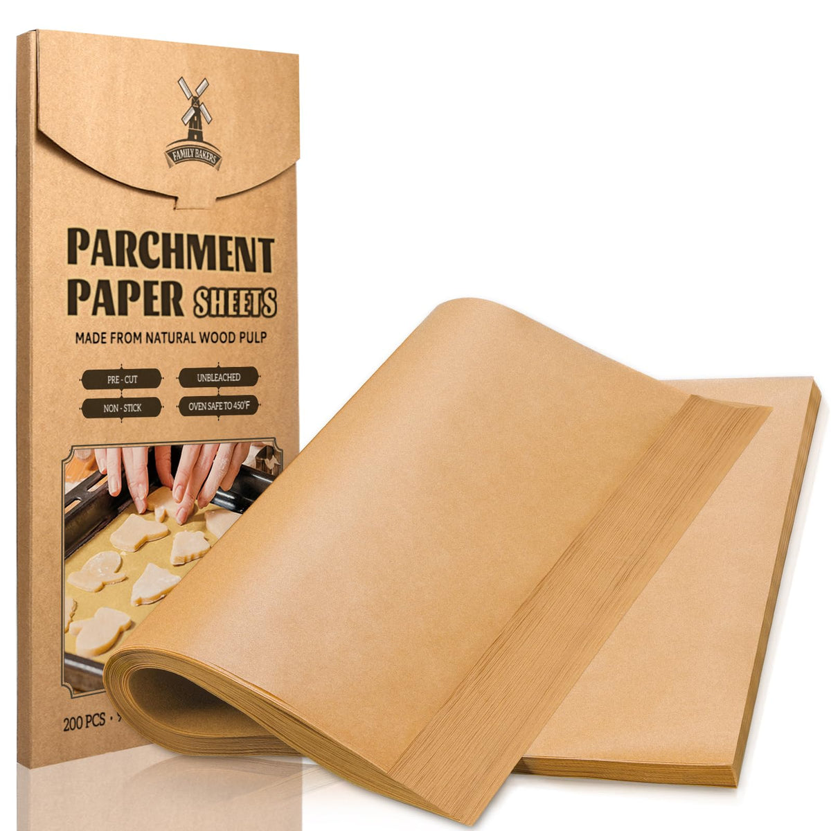 Hiware parchment paper 9x13 on a pan for easy non-stick baking.
