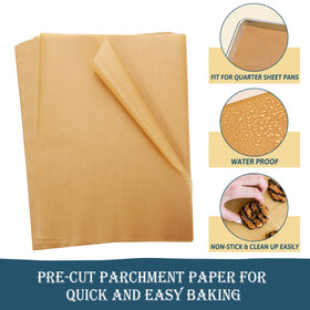 Hiware parchment paper full stack shows ready-to-use precuts for quick baking prep.