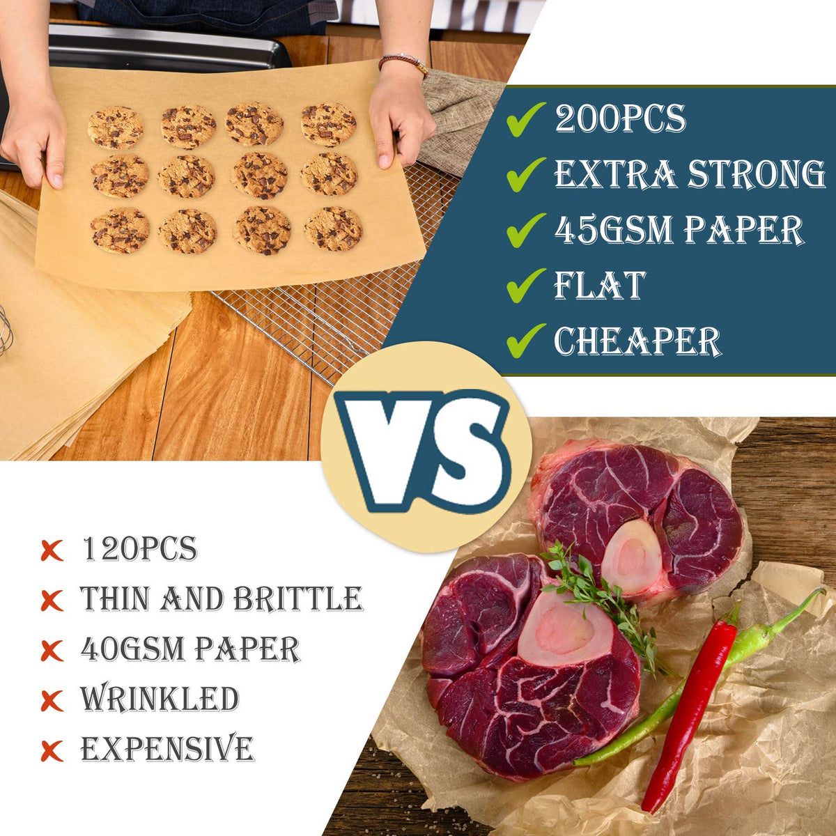 Hiware parchment paper unbleached highlights natural eco-friendly kitchen use.