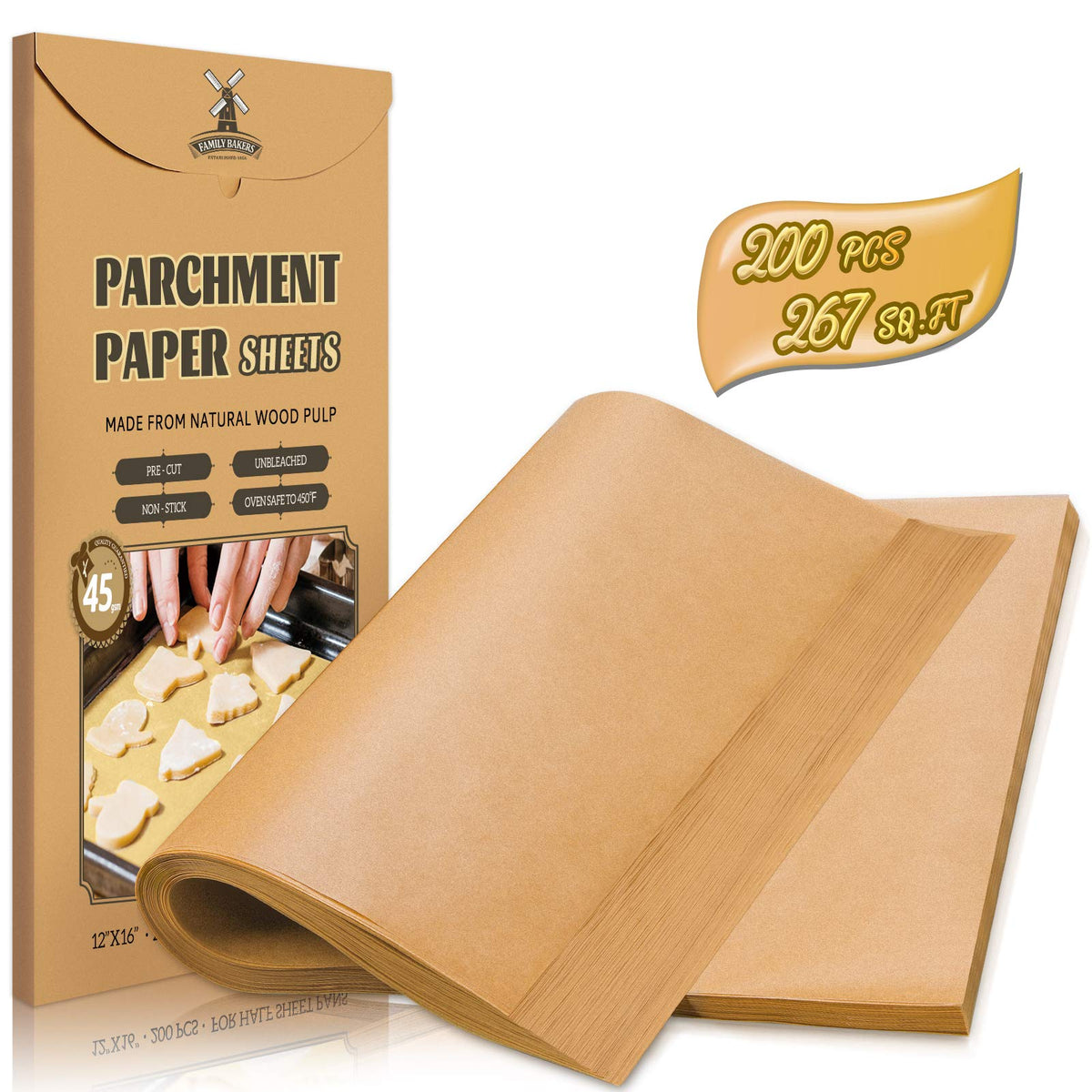 HIWARE parchment sheets 12x16 precuts ready for half-sheet pans and quick prep.