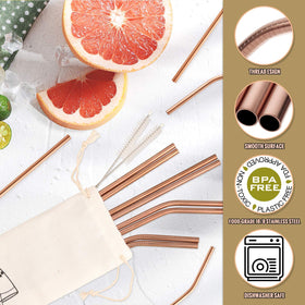 Hiware rose gold stainless steel straws for 20oz tumblers, compact and stylish.