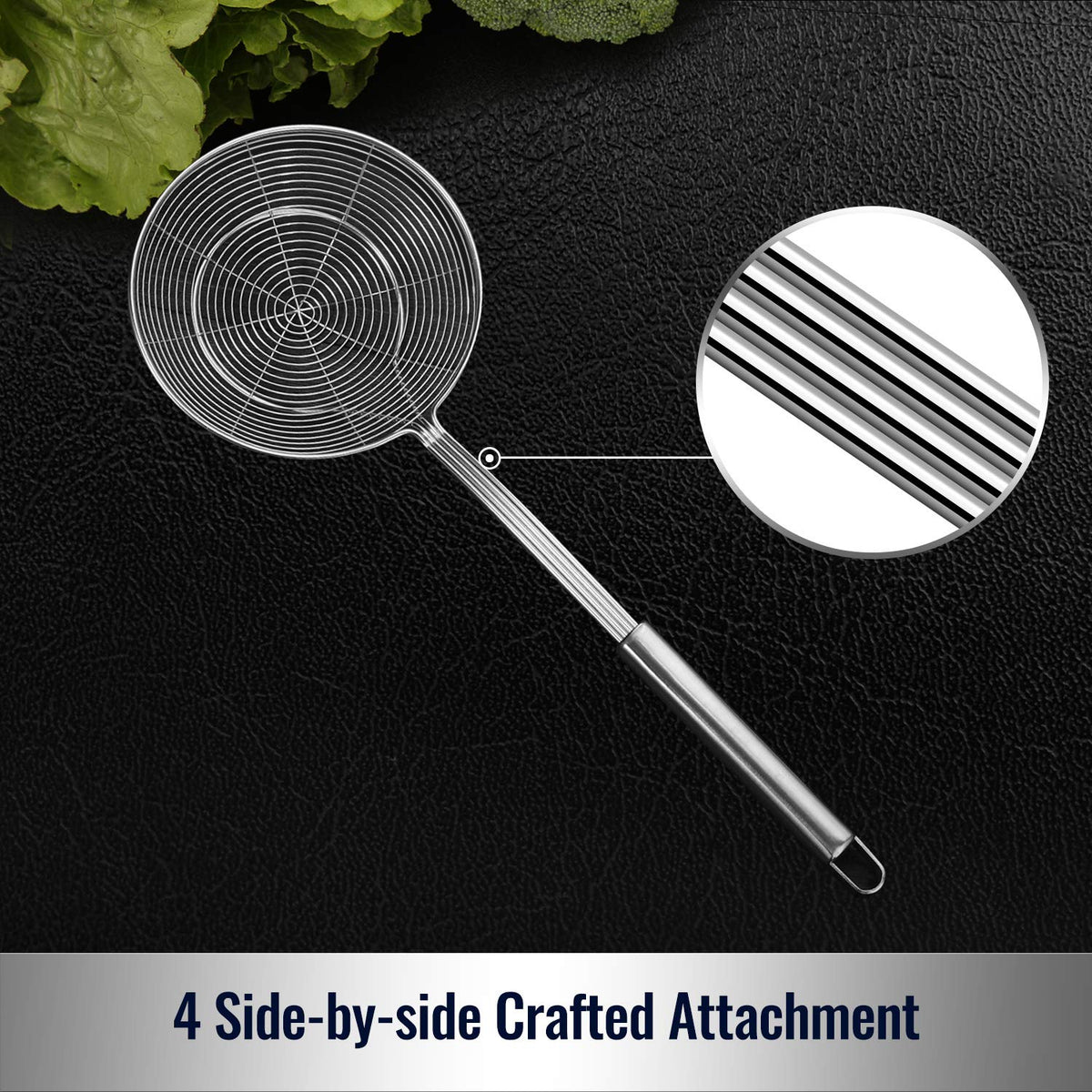 Hiware double-coil design strengthens the strainer while draining oil efficiently.