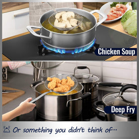 Hiware hanging-hole design aids neat storage after cooking.