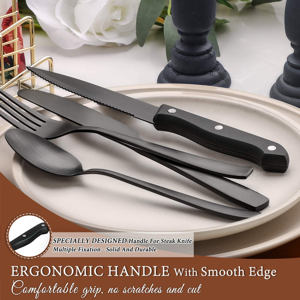 Hiware spoons in matte black with balanced weight and comfort.