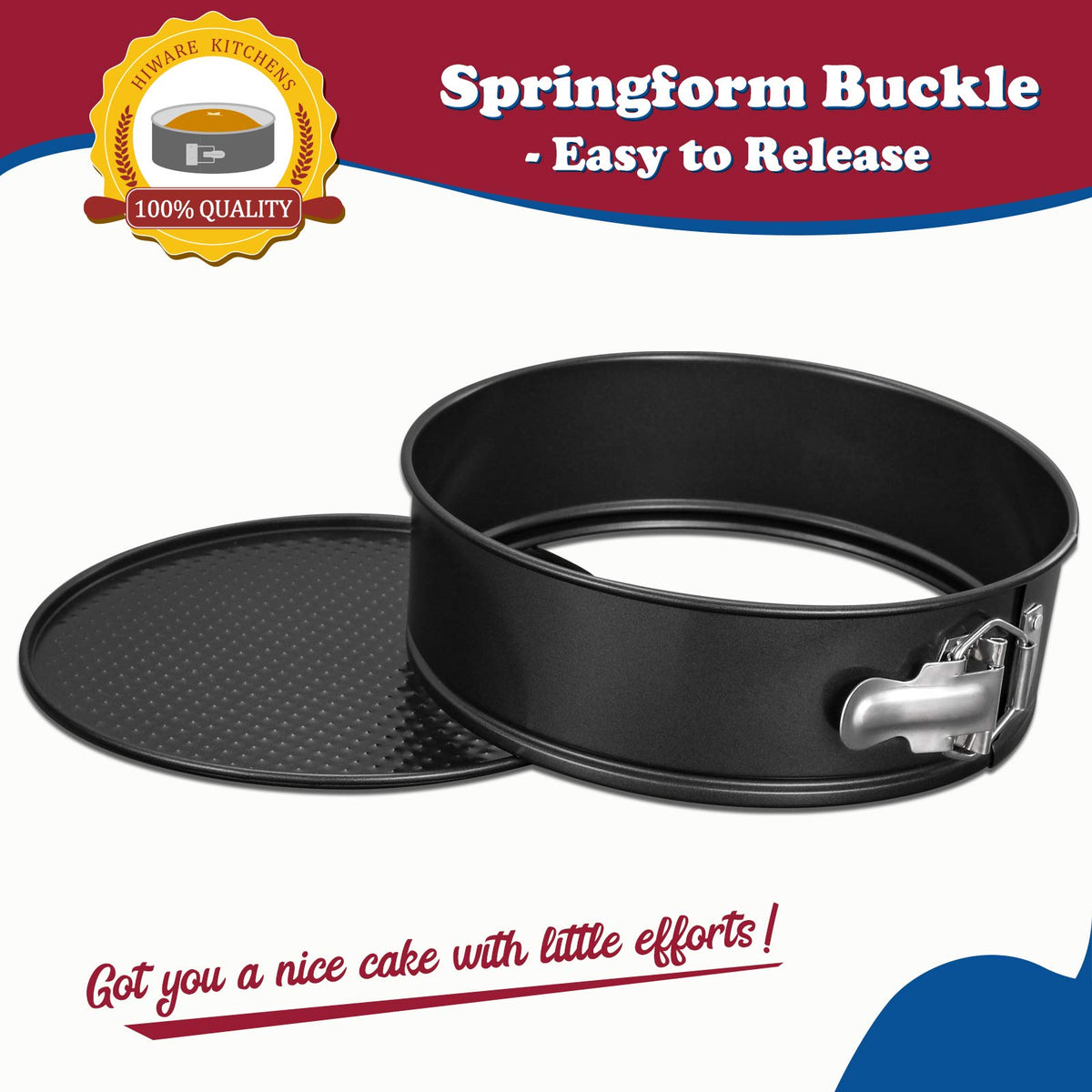 HIWARE stainless steel springform buckle for a secure, smooth release