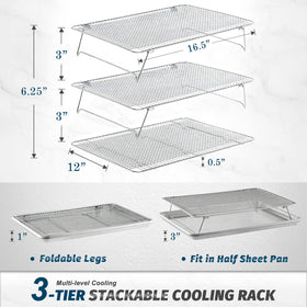 HIWARE stackable legs on cooling rack saving space in use
