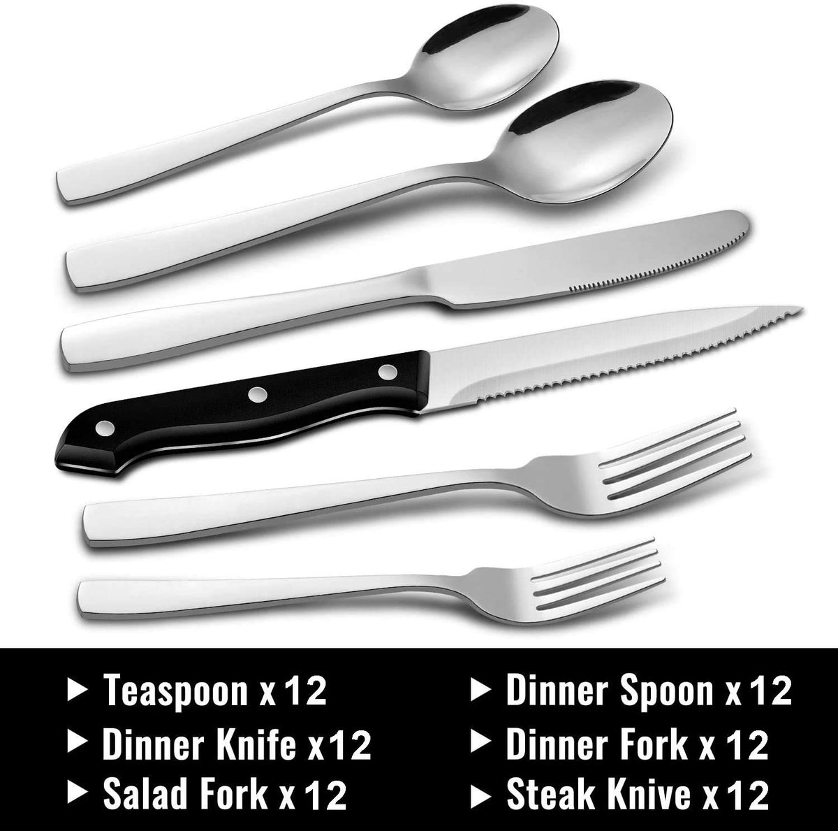 HIWARE stainless steel flatware with a mirror polish finish adds timeless shine.