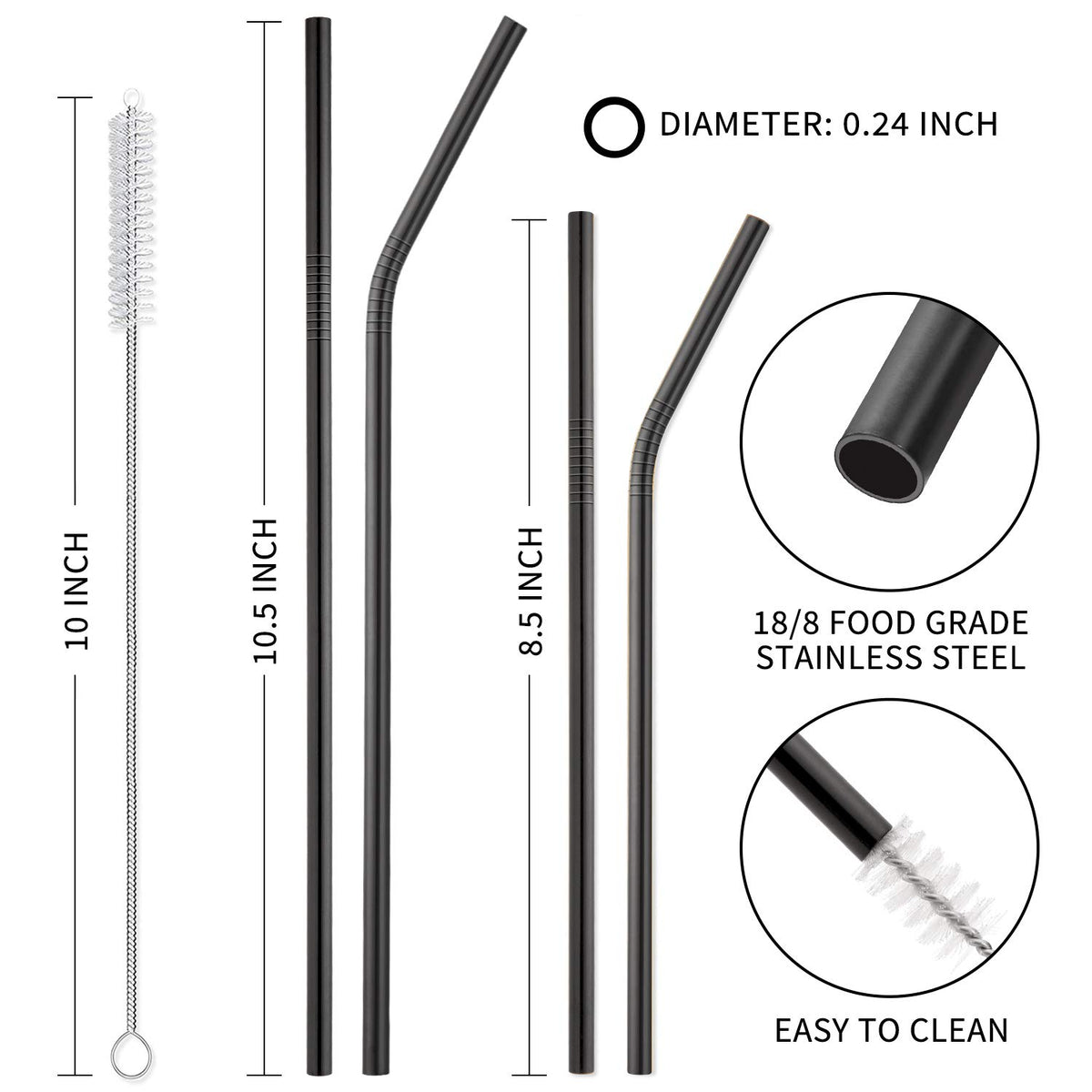 Hiware stainless steel straws for 30oz and 20oz tumblers, durable and reusable.