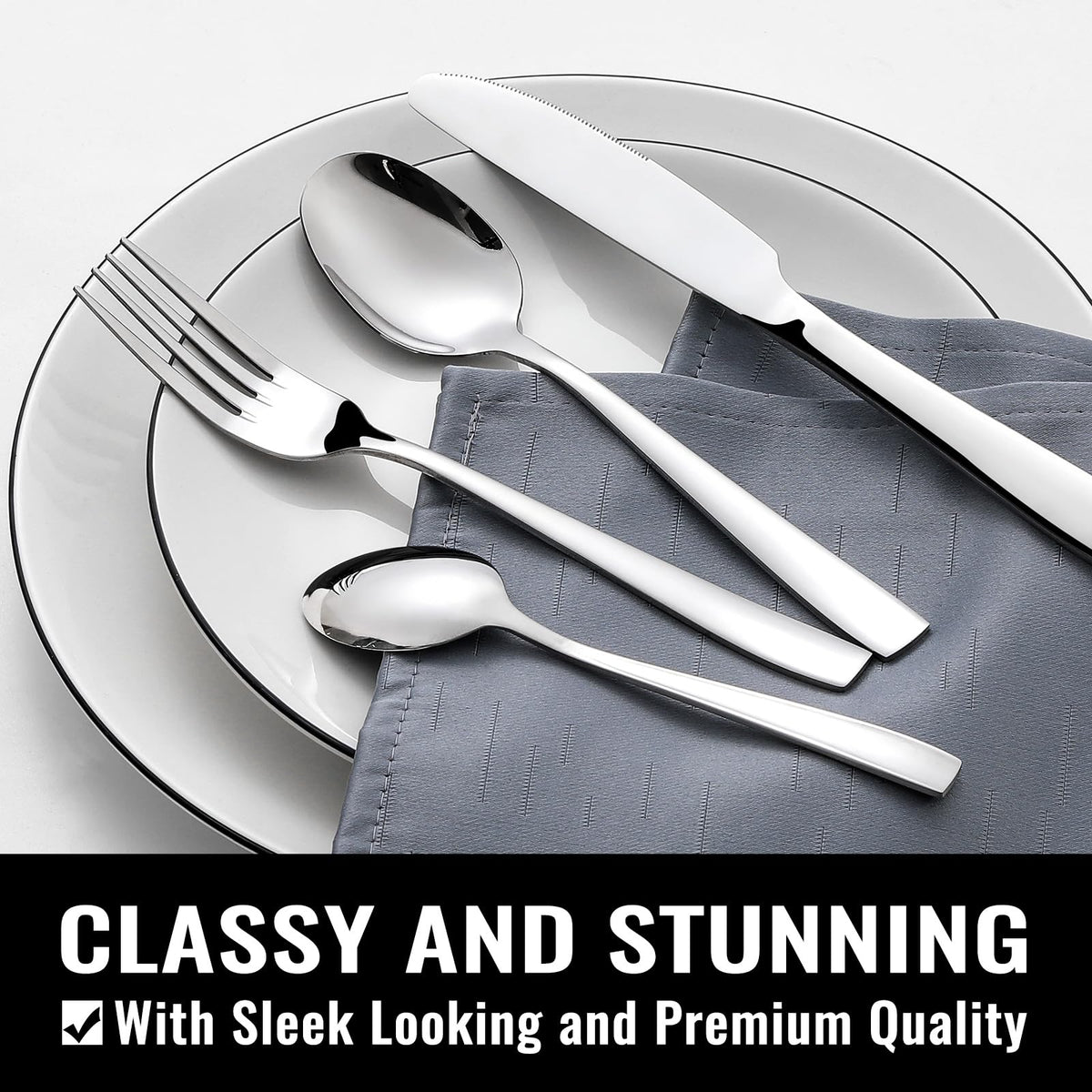 HIWARE steak knives provide clean, precise slicing for hearty dishes.