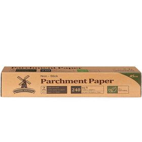 HIWARE unbleached parchment paper with attached cutter for easy, precise sizing on baking projects.