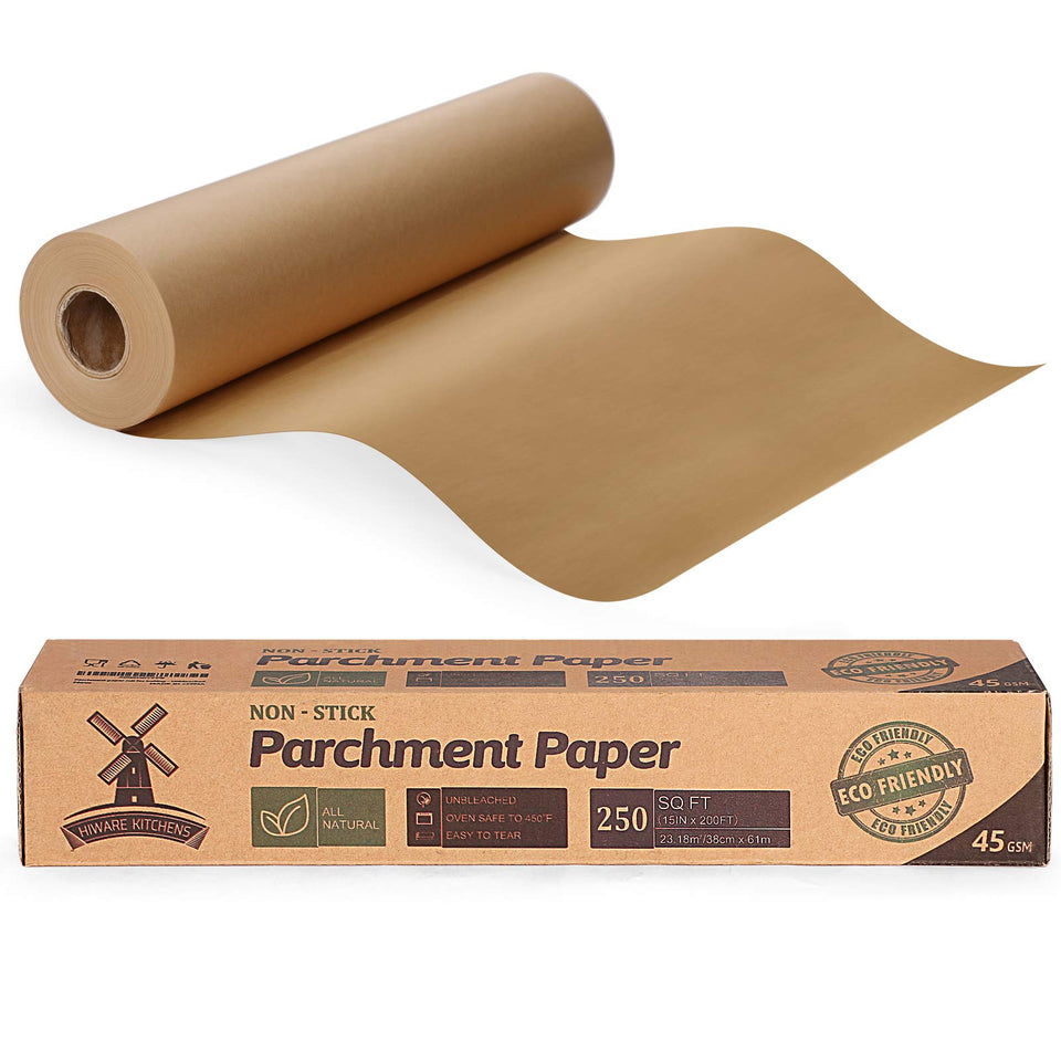 HIWARE parchment roll with attached cutter for clean, straight cuts