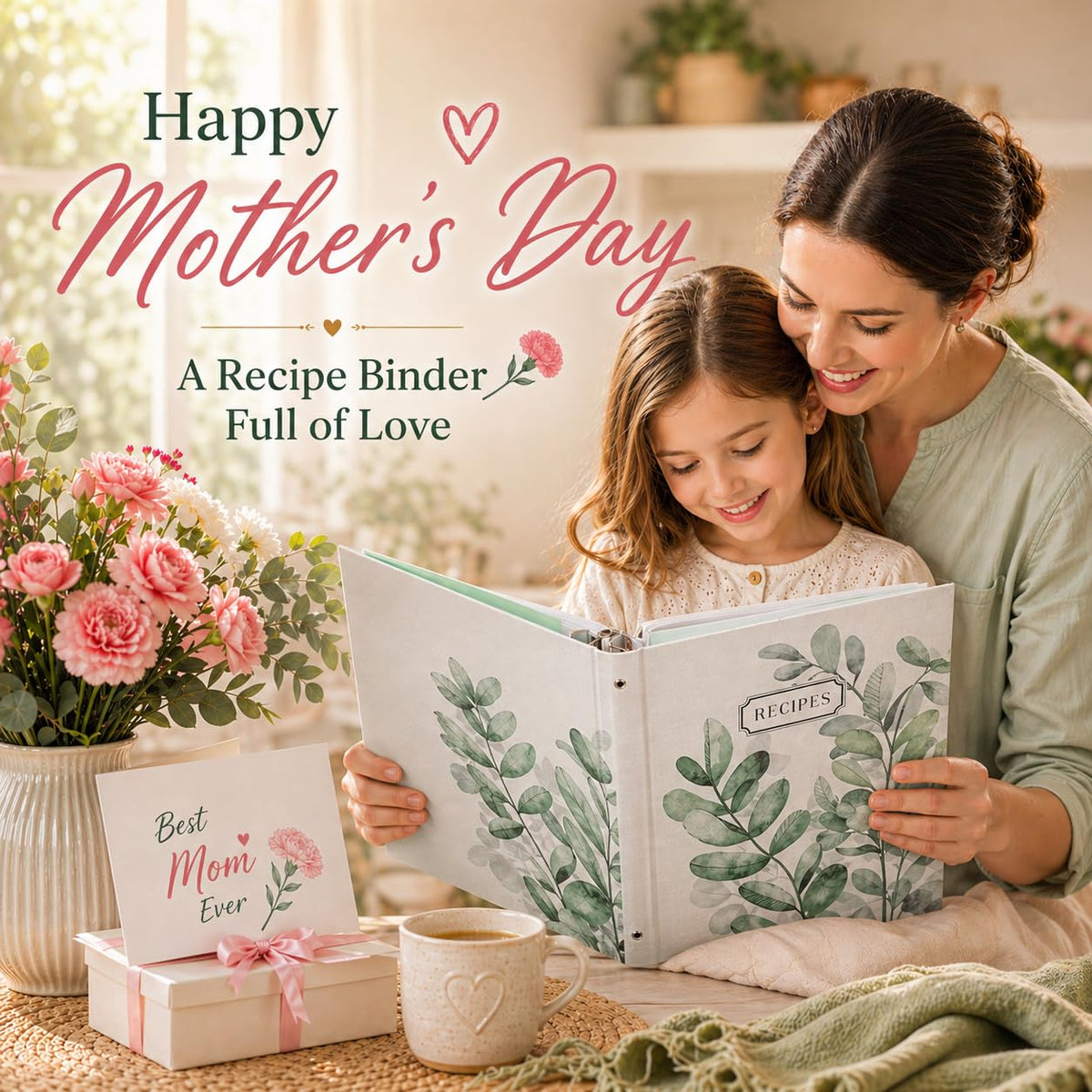 Hiwhy 8.5x9.5 binder fits standard recipe cards and notes.