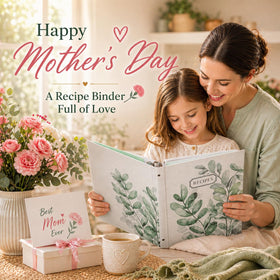 Hiwhy 8.5x9.5 binder fits standard recipe cards and notes.